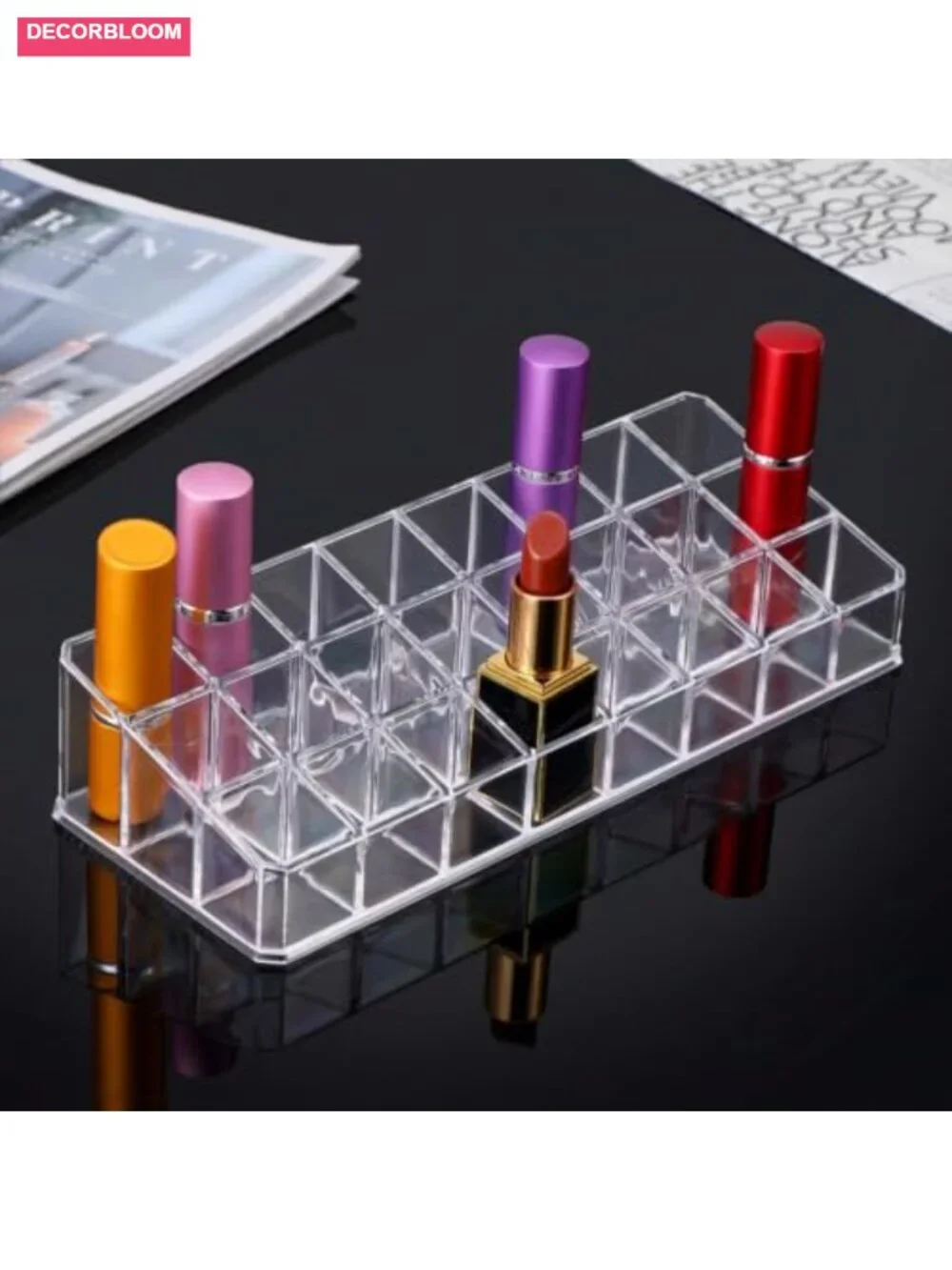 2-Pack 24-Slot Acrylic Makeup Organizer Lipstick Holder for Vanity
